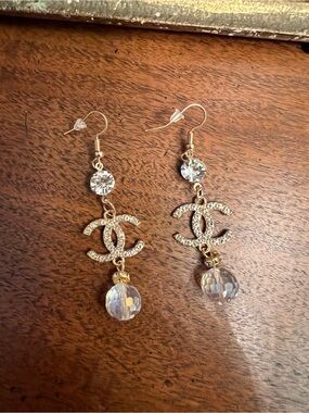 Fashion CC Gold-Tone Crystal Drop Earrings NWT